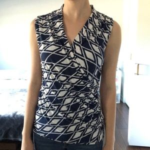 Hawthorne by Stitch Fix Blue and White Blouse